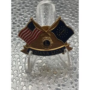 Lions Club INTERNATIONAL Pin Back Indiana 1969 MD25 U.S.A. State FLAGS VINTAGE